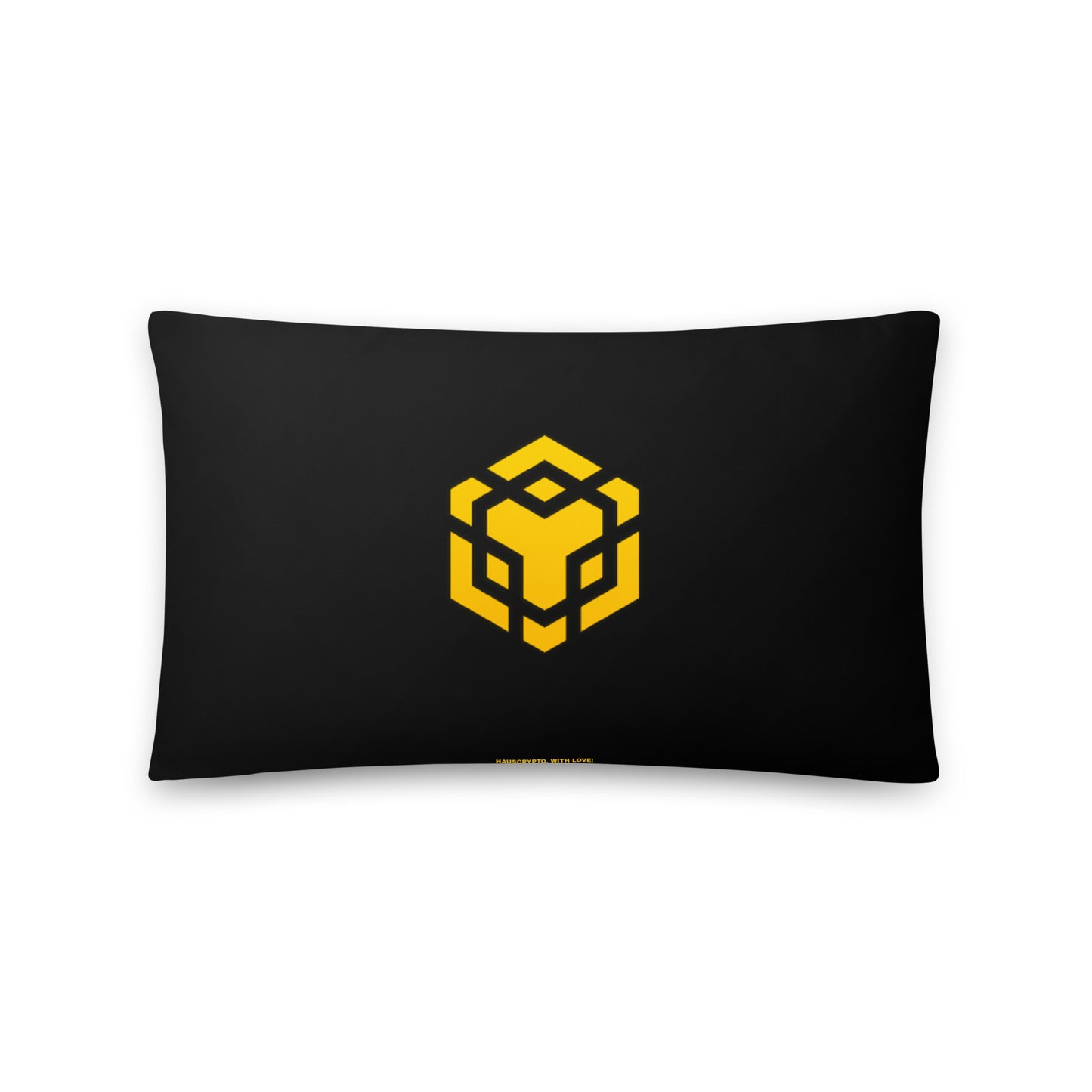 Soft Binance logo pillow 20x12 – perfect for crypto traders and HODLers, stylish blockchain decor, back view.