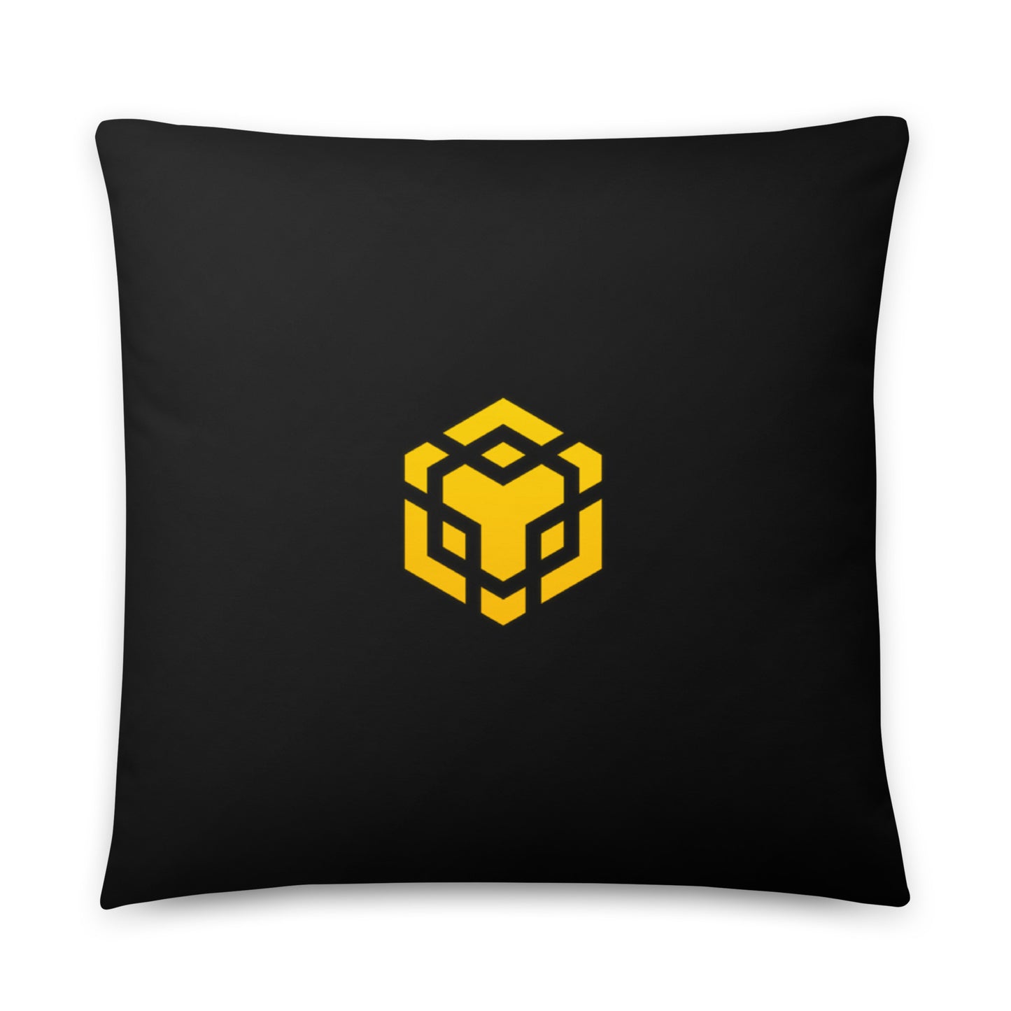 Soft Binance logo pillow 22x22 – perfect for crypto traders and HODLers, stylish blockchain decor, back view.