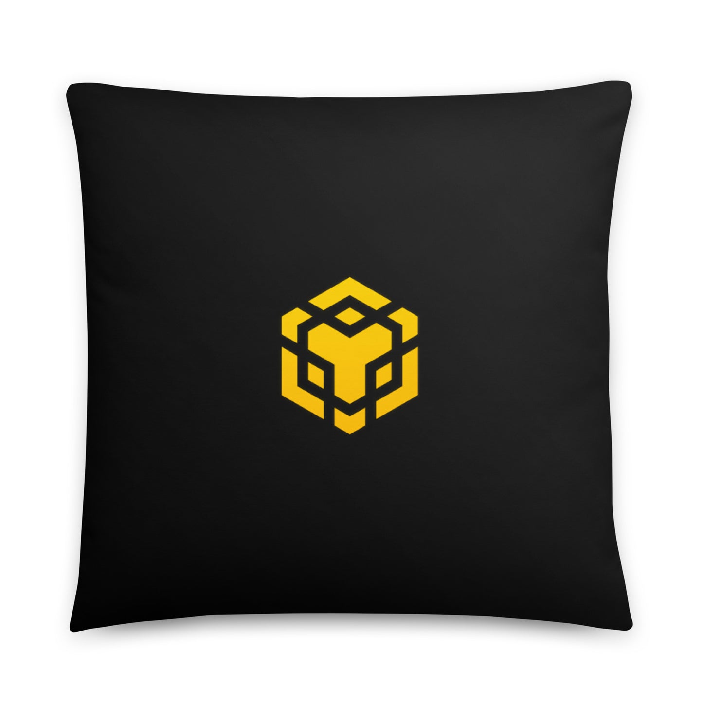 Soft Binance logo pillow 22x22 – perfect for crypto traders and HODLers, stylish blockchain decor, front view.