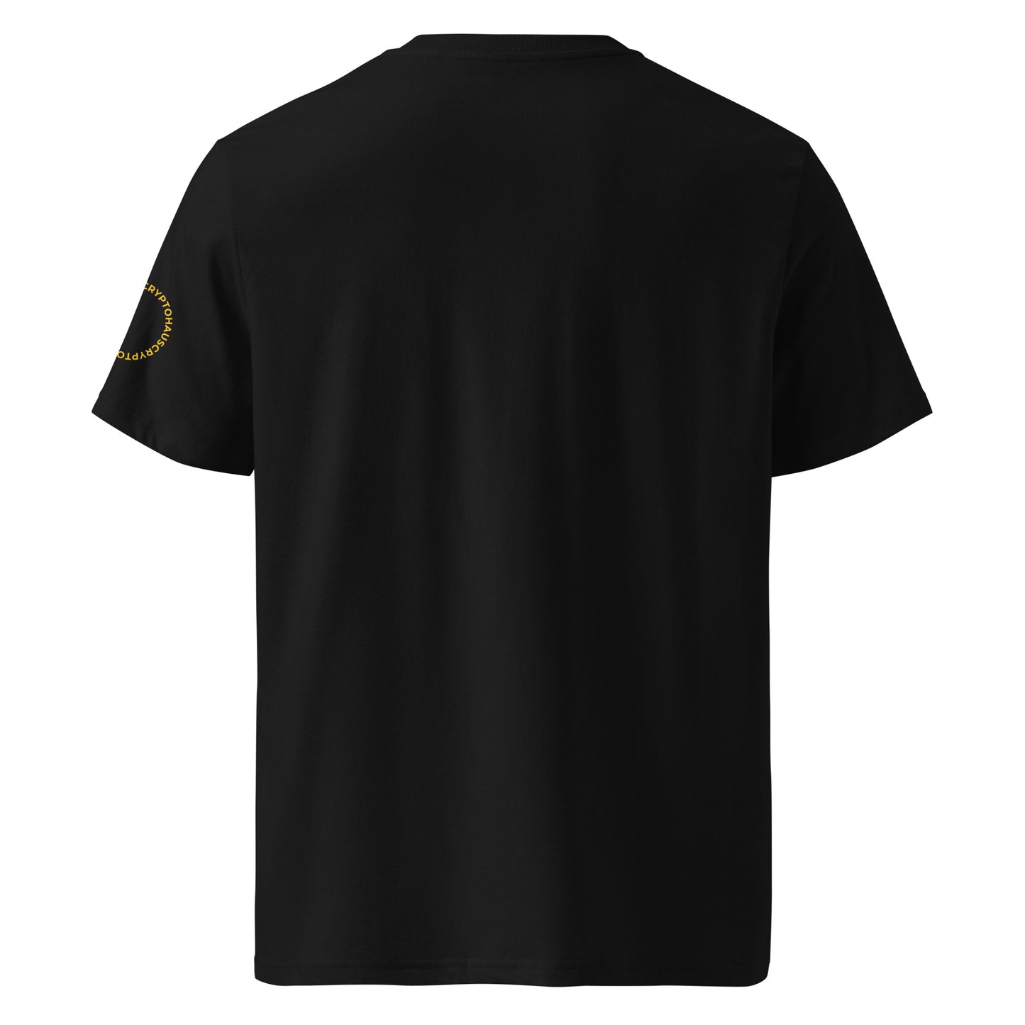 Funny BYB meme t-shirt – crypto-inspired streetwear for traders and HODLers, back view.