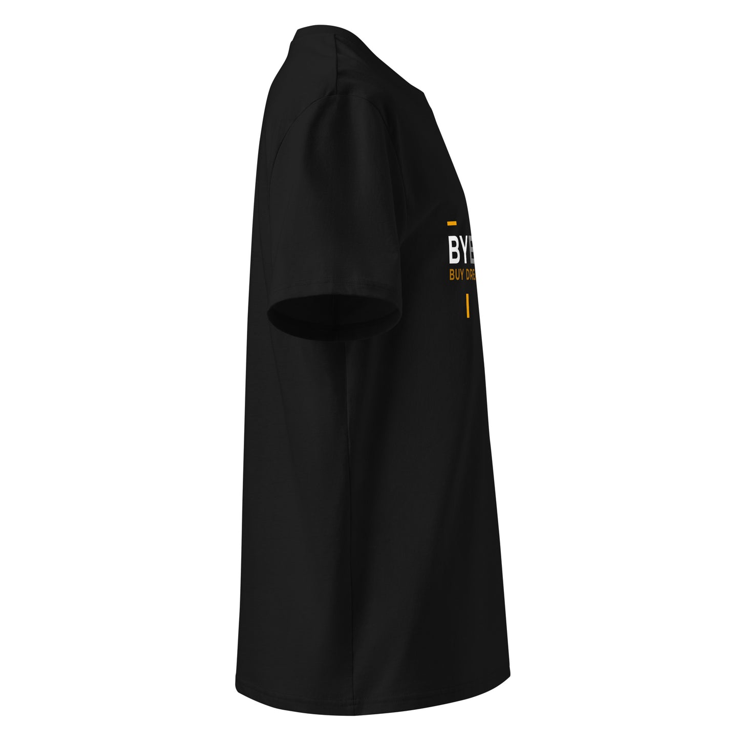 Funny BYB meme t-shirt – crypto-inspired streetwear for traders and HODLers, right view.