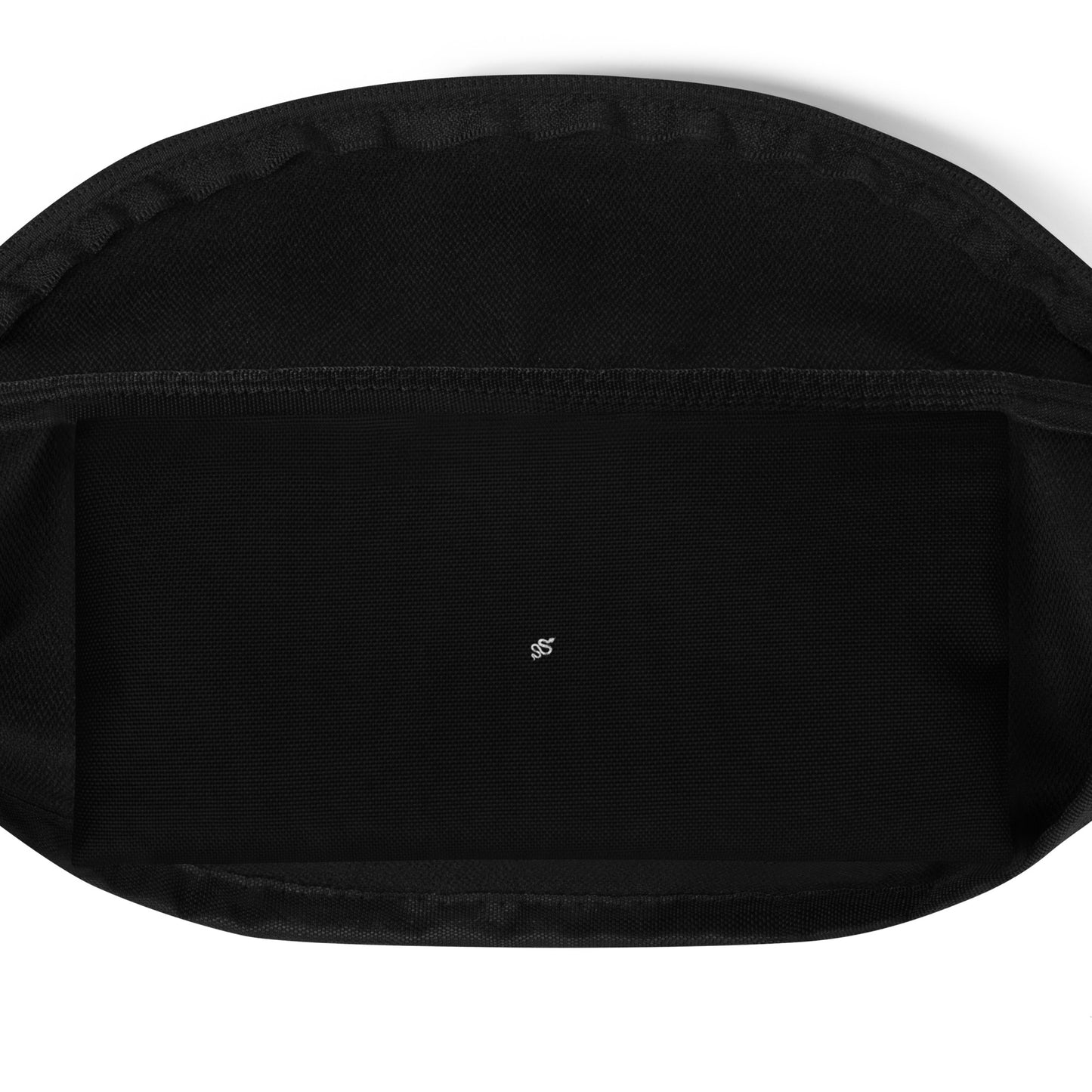 Black waist bag with white Hauscrypto snake logo – sleek minimalist accessory for Web3 traders and crypto explorers.