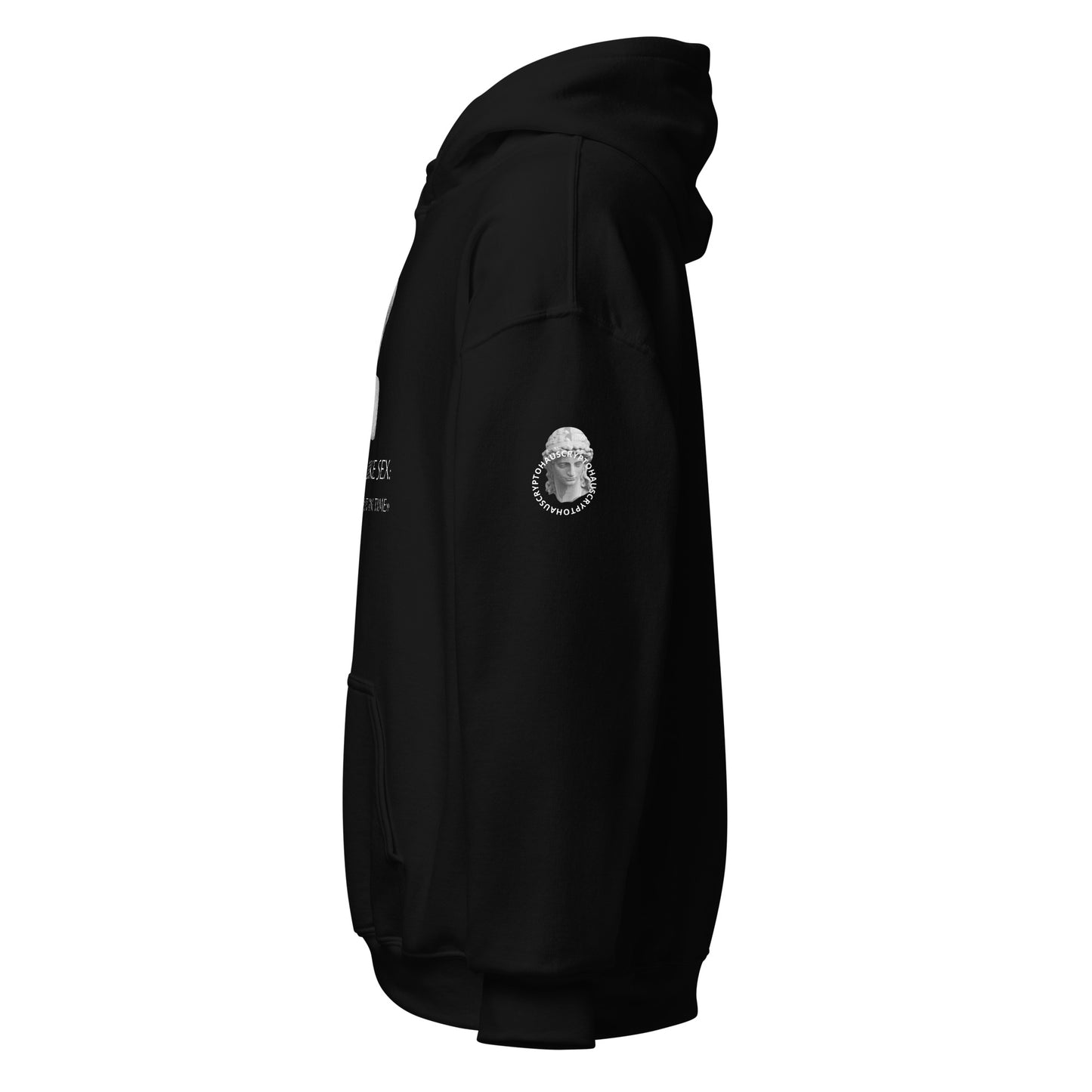 Trading is Like 6 Hoodie – Comfortable and bold hoodie for crypto traders and meme lovers, left side view.