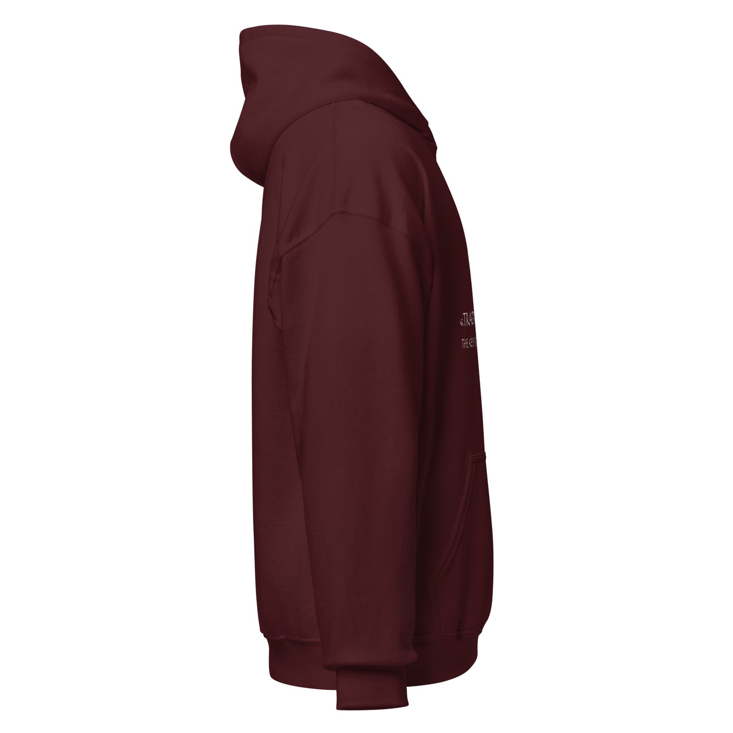 Trading is Like 6 Hoodie – Comfortable and bold hoodie for crypto traders and meme lovers, right side view.