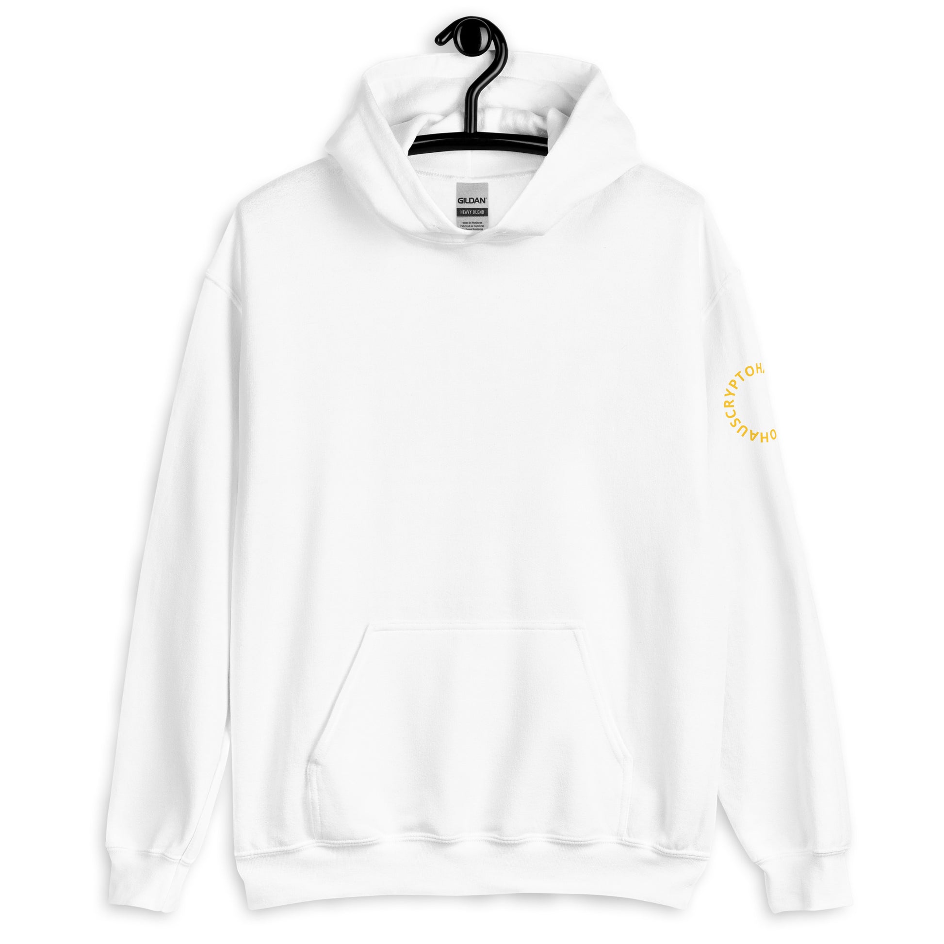 Crypto Fcks Me Everyday Hoodie – Funny crypto meme hoodie in white, front view.