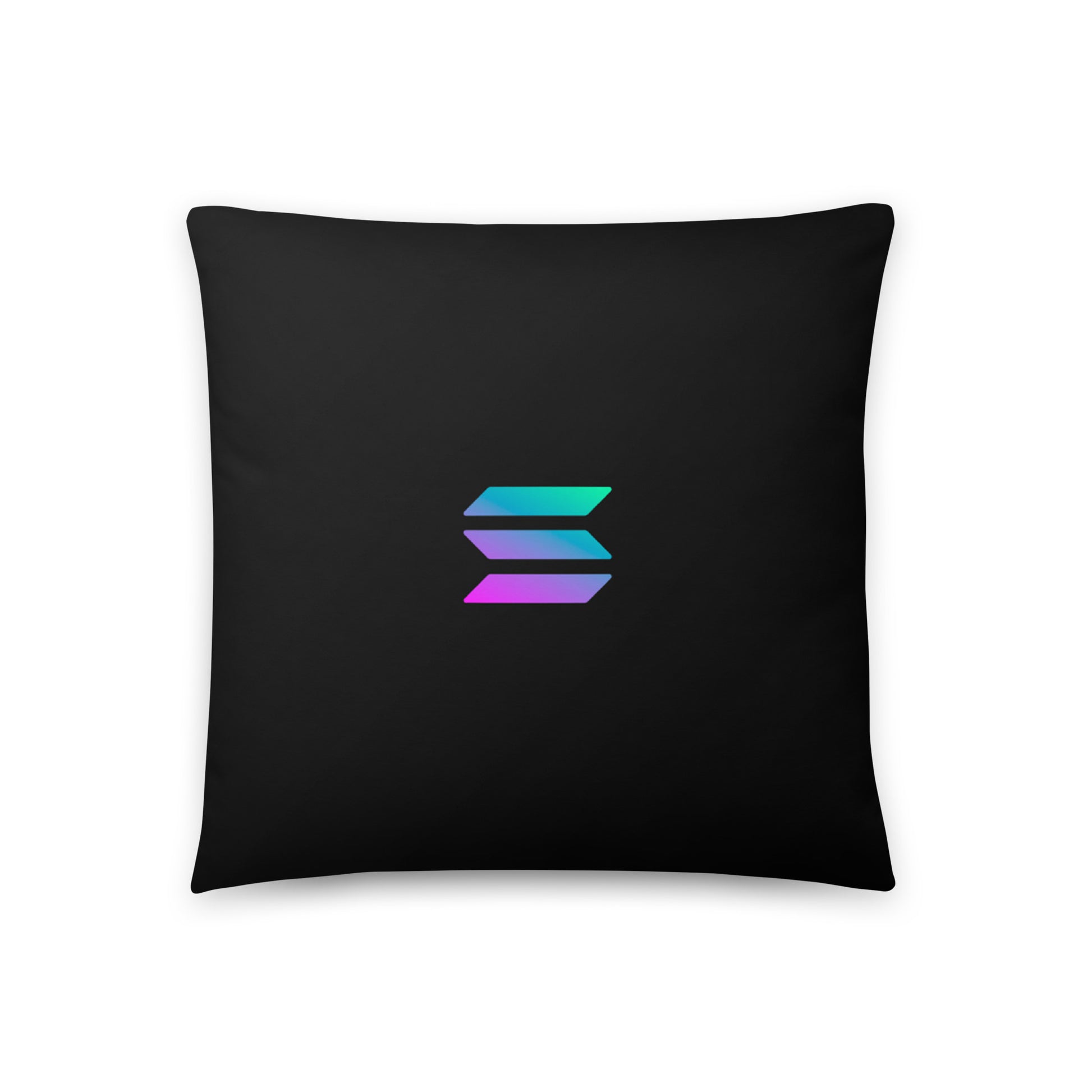 Solana Pillow 18x18 – Soft crypto-themed pillow with Solana logo, front view.