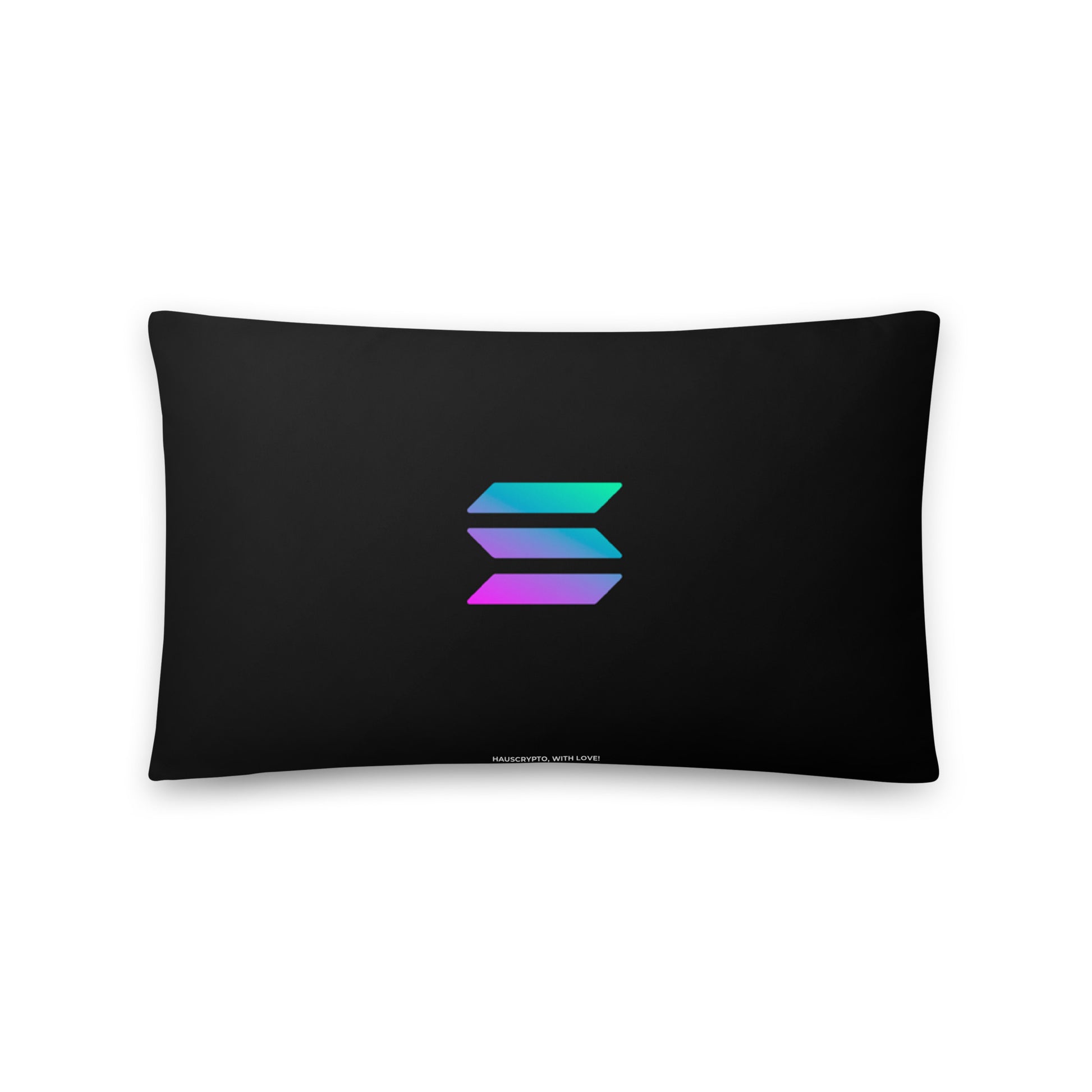 Solana Pillow 20x12 – Soft crypto-themed pillow with Solana logo, front view.